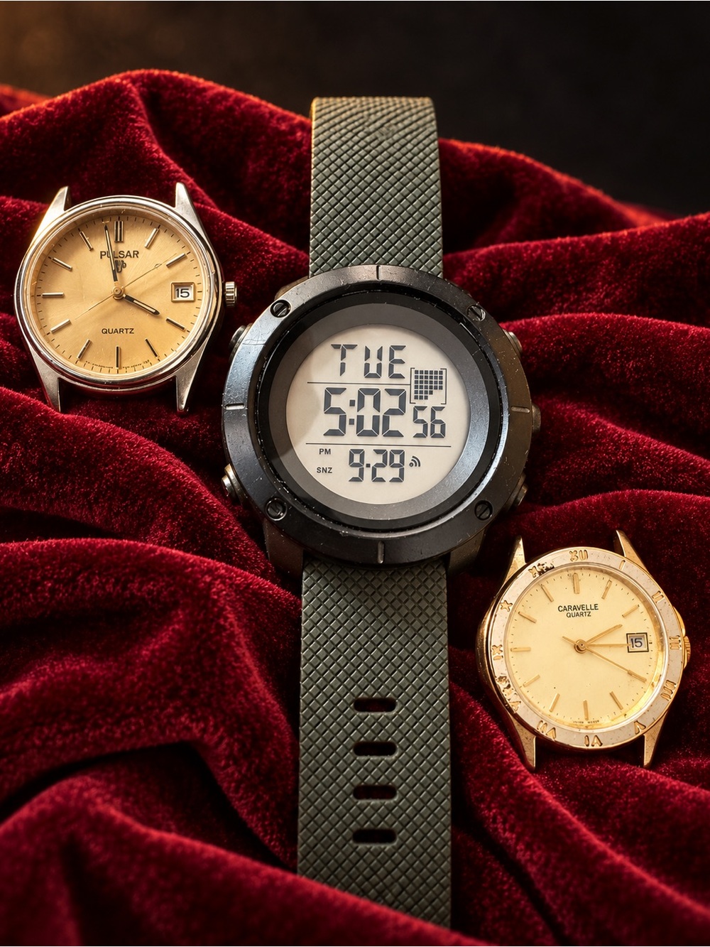 Lot of 3 watches,Digital Sport Watch , Pulsar, Carvella